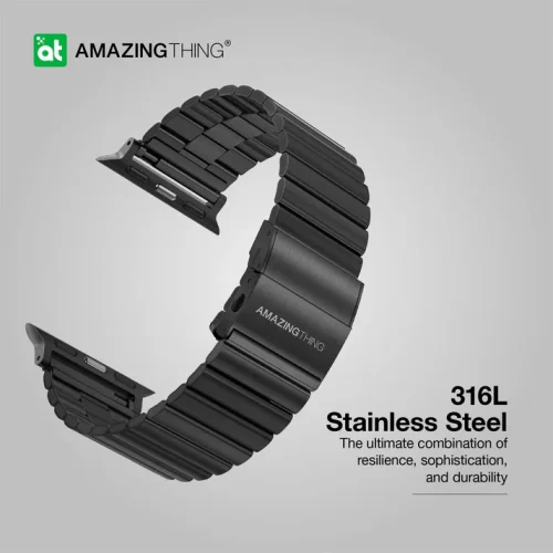 Alternative view of Λουράκι AmazingThing Metal Titan Steel Black Apple Watch 44/45/46/49mm