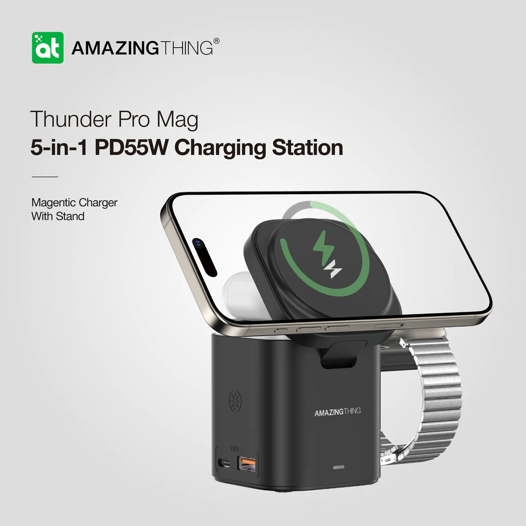 AmazingThing 5in1 Thunder Pro Mag Charging Station Black APPLE WATCH AmazingThing AmazingThing 5in1 Thunder Pro Mag Charging Station Black - Image 2