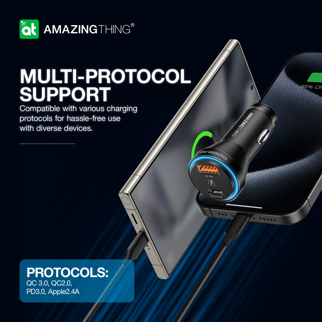AmazingThing FlexiPower Pro Car Charger 1x USB QC 1x USB-C 43W Black (W961) ΑΞΕΣΟΥΑΡ AmazingThing AmazingThing FlexiPower Pro Car Charger 1x USB QC 1x USB-C 43W Black (W961) - Image 5