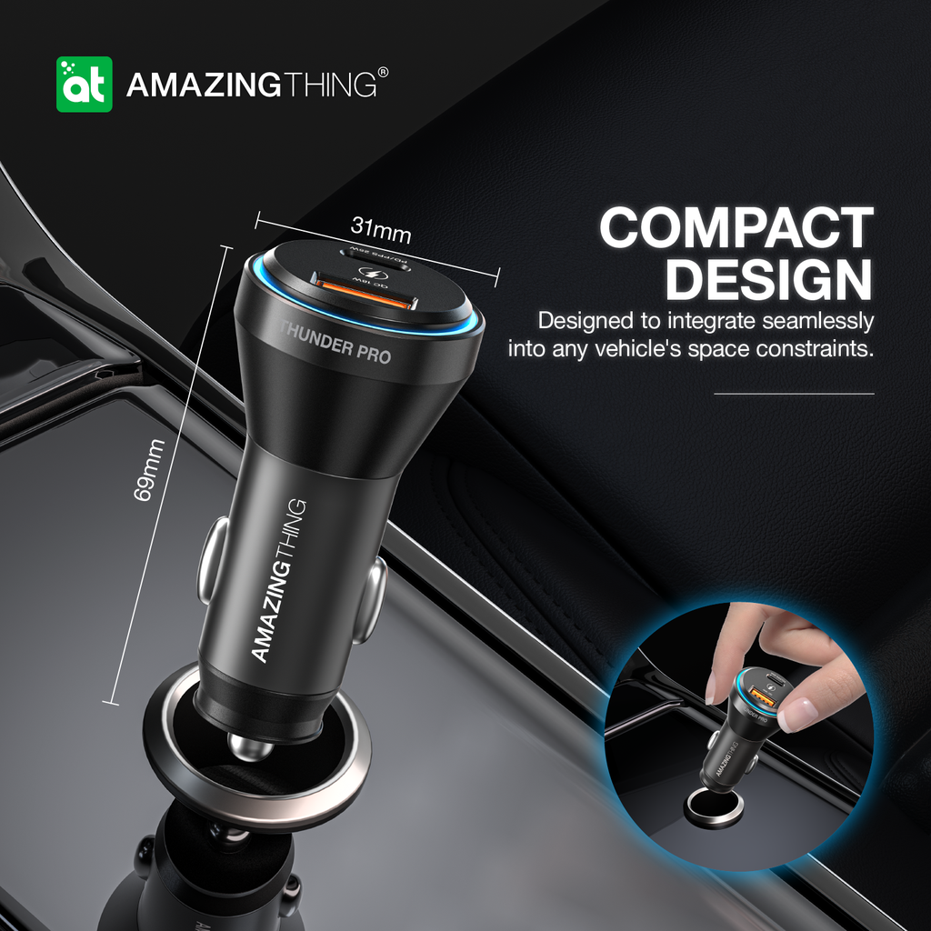 AmazingThing FlexiPower Pro Car Charger 1x USB QC 1x USB-C 43W Black (W961) ΑΞΕΣΟΥΑΡ AmazingThing AmazingThing FlexiPower Pro Car Charger 1x USB QC 1x USB-C 43W Black (W961) - Image 6