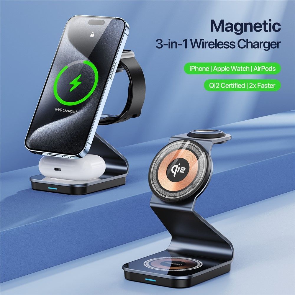 Duzzona 3in1 Qi2 Wireless Charging Stand Black (W21) APPLE WATCH Duzzona Duzzona 3in1 Qi2 Wireless Charging Stand Black (W21) - Image 7