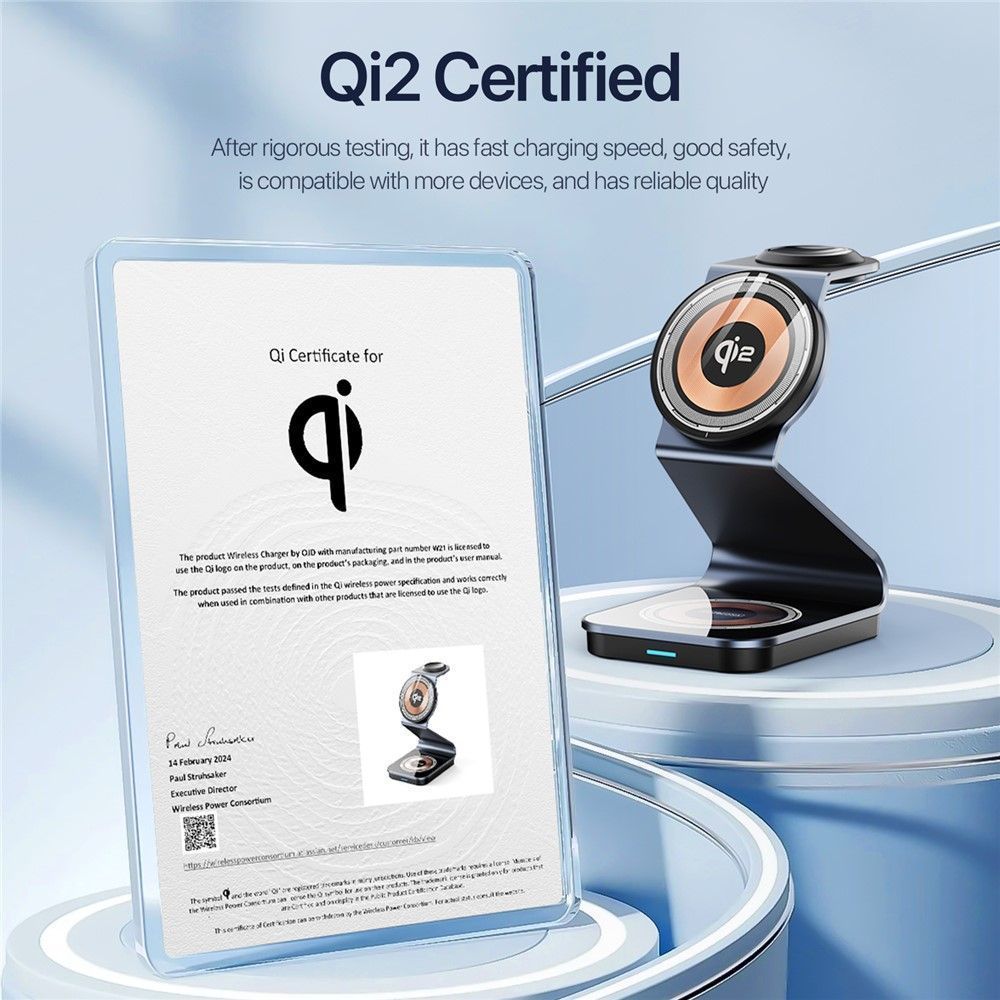 Duzzona 3in1 Qi2 Wireless Charging Stand Black (W21) APPLE WATCH Duzzona Duzzona 3in1 Qi2 Wireless Charging Stand Black (W21) - Image 6
