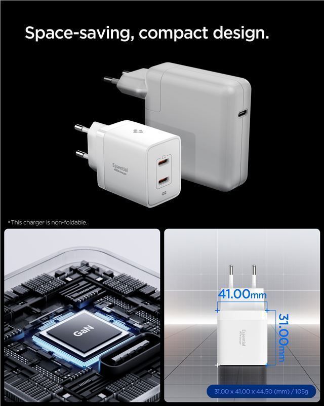 Spigen Essential 47w Wall Charger White (ACH08707) ΑΞΕΣΟΥΑΡ Spigen Spigen Essential 47w Wall Charger White (ACH08707) - Image 5