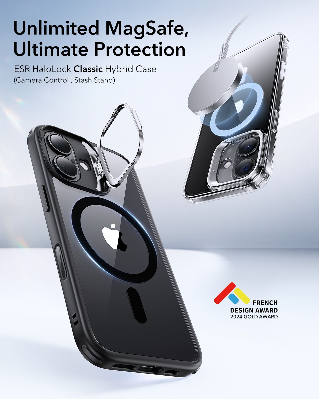Θήκη ESR Classic Hybrid with Stash Stand (Camera Control Button) HaloLock MagSafe Clear Black iPhone 16 Plus ΘΗΚΕΣ ESR Θήκη ESR Classic Hybrid with Stash Stand (Camera Control Button) HaloLock MagSafe Clear Black iPhone 16 Plus - Image 8