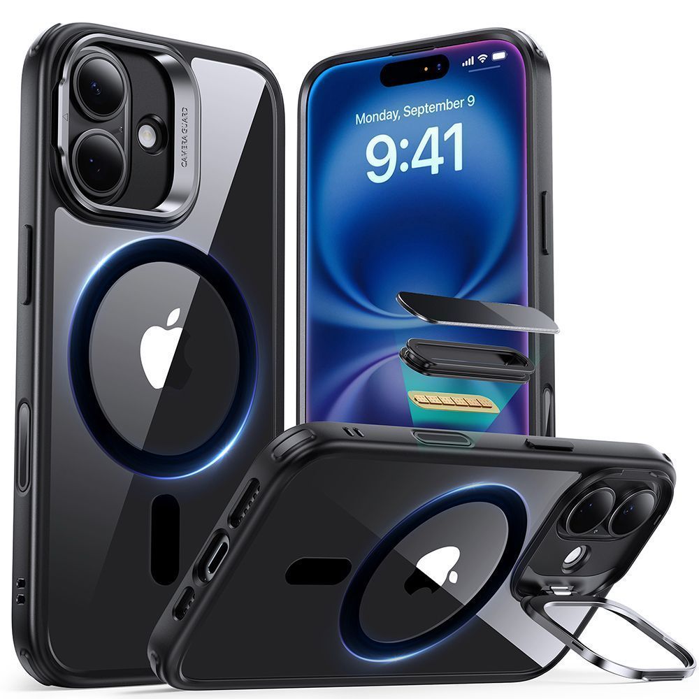 Θήκη ESR Classic Hybrid with Stash Stand (Camera Control Button) HaloLock MagSafe Clear Black iPhone 16 Plus ΘΗΚΕΣ ESR Θήκη ESR Classic Hybrid with Stash Stand (Camera Control Button) HaloLock MagSafe Clear Black iPhone 16 Plus