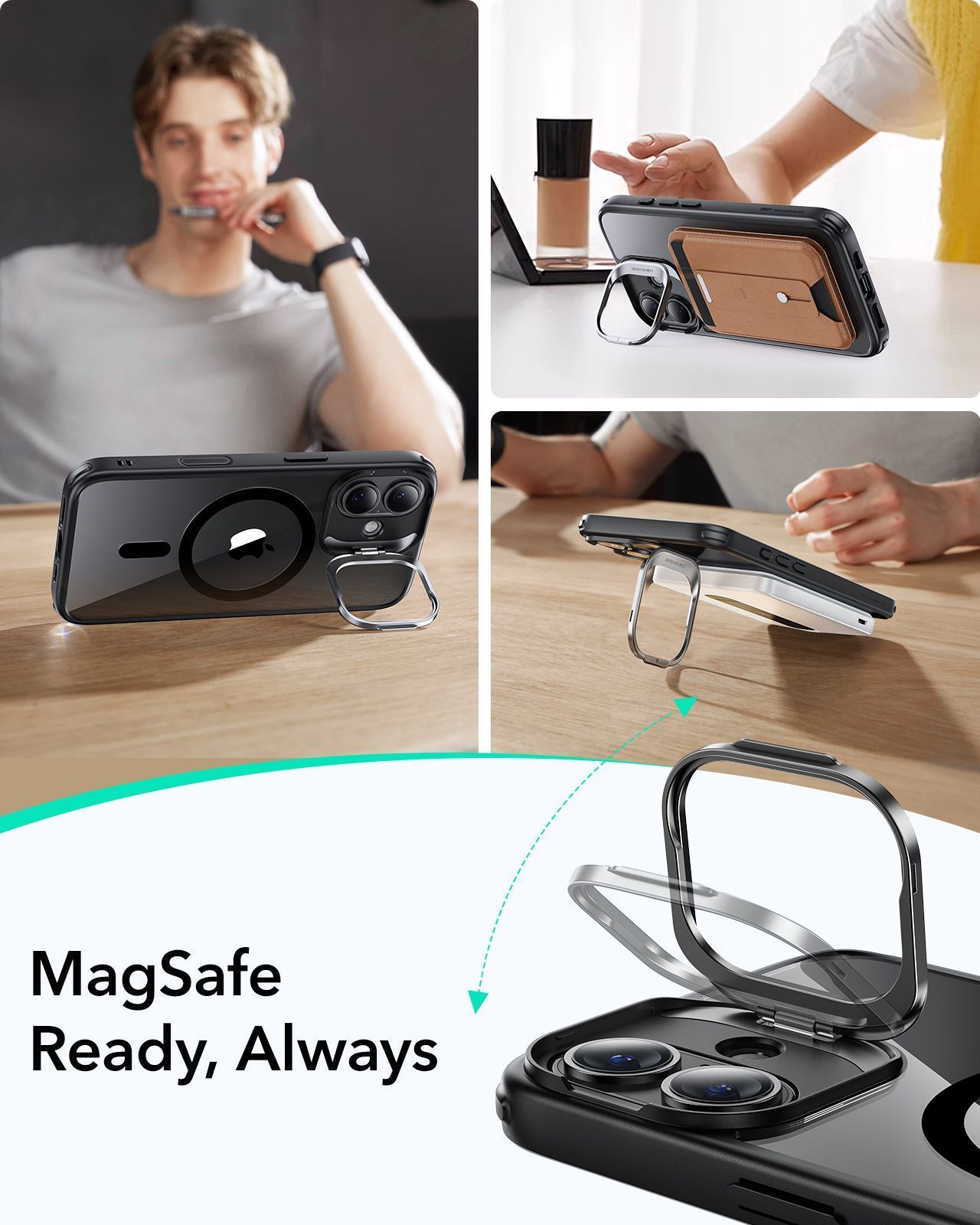 Θήκη ESR Classic Hybrid with Stash Stand (Camera Control Button) HaloLock MagSafe Clear Black iPhone 16 Plus ΘΗΚΕΣ ESR Θήκη ESR Classic Hybrid with Stash Stand (Camera Control Button) HaloLock MagSafe Clear Black iPhone 16 Plus - Image 7