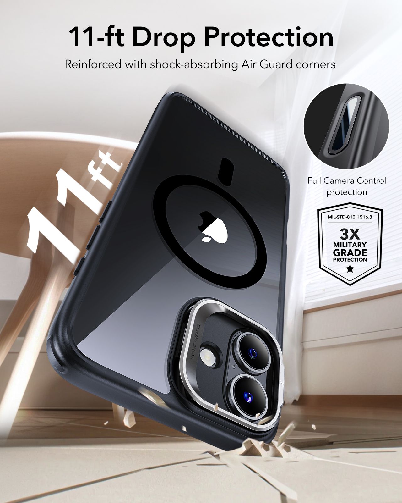 Θήκη ESR Classic Hybrid with Stash Stand (Camera Control Button) HaloLock MagSafe Clear Black iPhone 16 Plus ΘΗΚΕΣ ESR Θήκη ESR Classic Hybrid with Stash Stand (Camera Control Button) HaloLock MagSafe Clear Black iPhone 16 Plus - Image 6