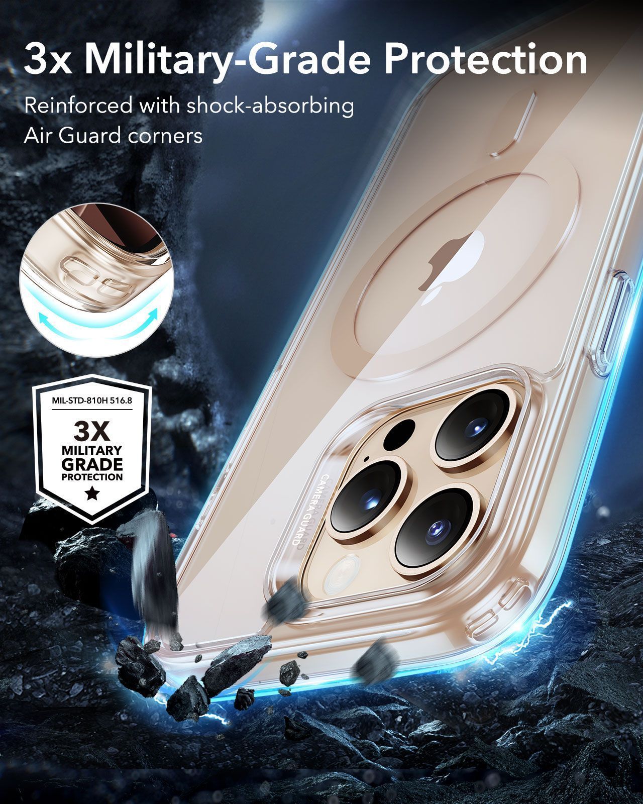 Θήκη ESR Classic Hybrid (Camera Control Button) MagSafe Clear Desert Gold iPhone 16 Pro ΘΗΚΕΣ ESR Θήκη ESR Classic Hybrid (Camera Control Button) MagSafe Clear Desert Gold iPhone 16 Pro - Image 2