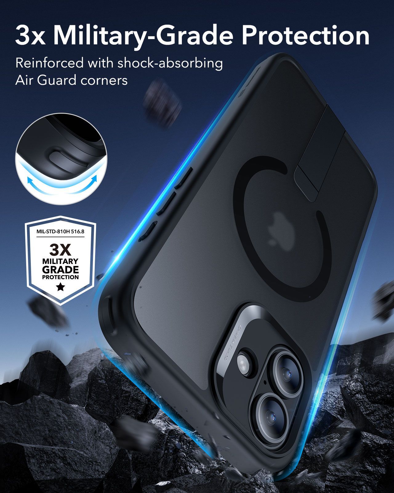 Θήκη ESR Boost Flickstand HaloLock MagSafe Frosted Black iPhone 16 ΘΗΚΕΣ ESR Θήκη ESR Boost Flickstand HaloLock MagSafe Frosted Black iPhone 16 - Image 4