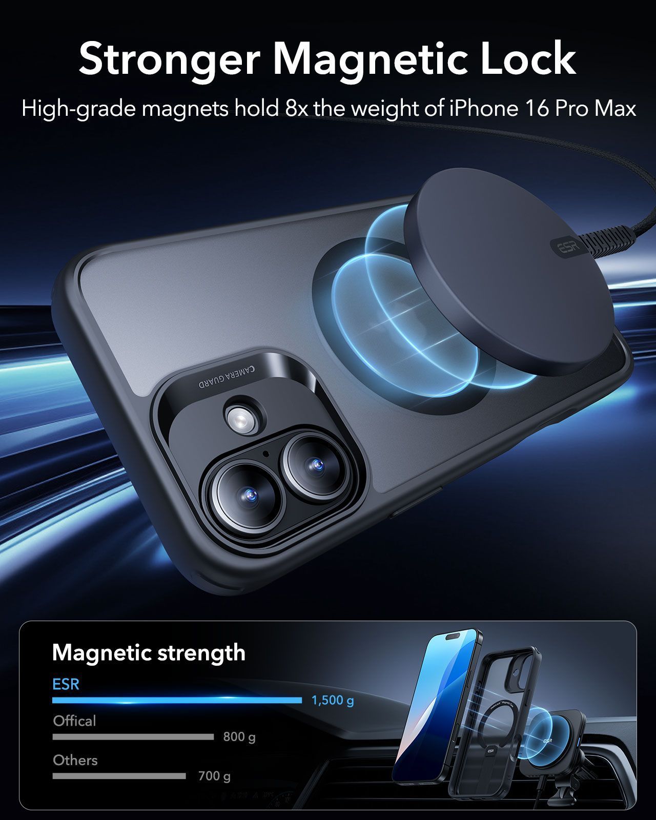Θήκη ESR Boost Flickstand HaloLock MagSafe Frosted Black iPhone 16 ΘΗΚΕΣ ESR Θήκη ESR Boost Flickstand HaloLock MagSafe Frosted Black iPhone 16 - Image 3
