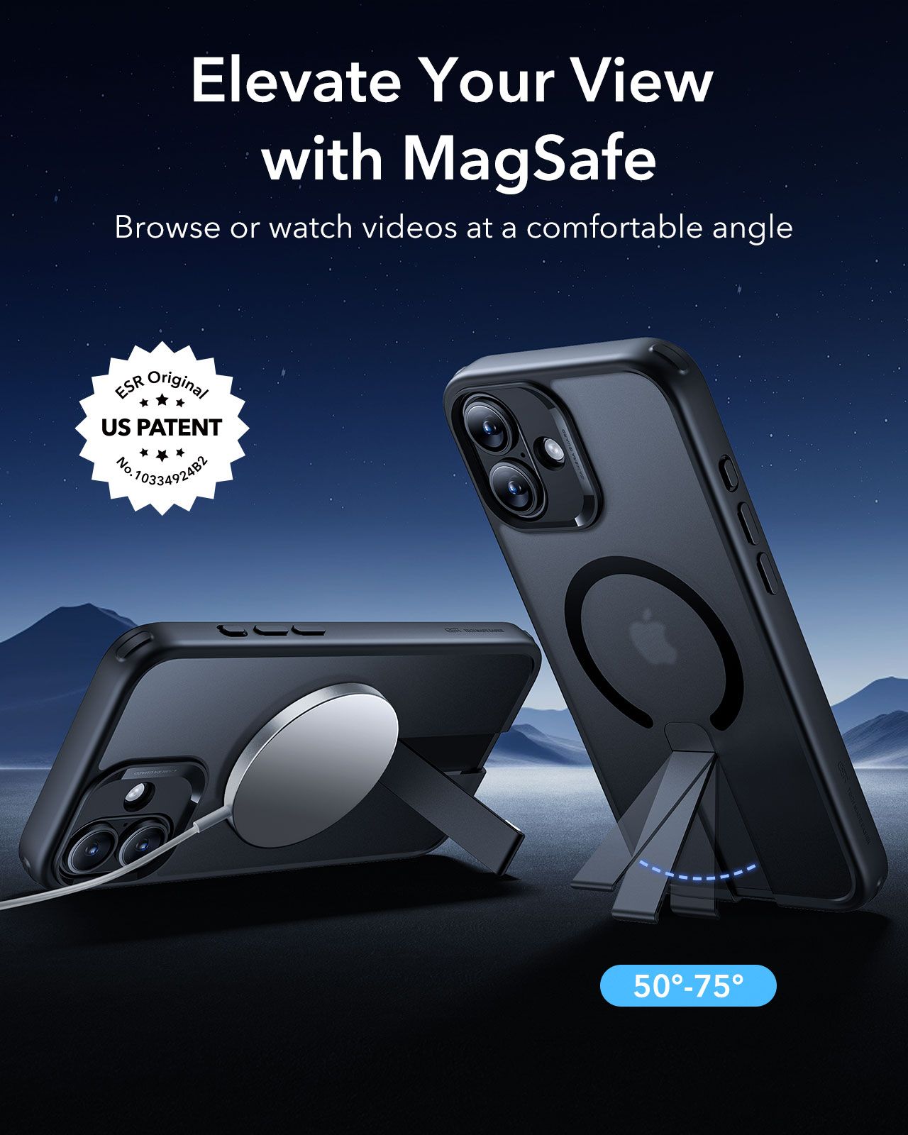 Θήκη ESR Boost Flickstand HaloLock MagSafe Frosted Black iPhone 16 ΘΗΚΕΣ ESR Θήκη ESR Boost Flickstand HaloLock MagSafe Frosted Black iPhone 16 - Image 2
