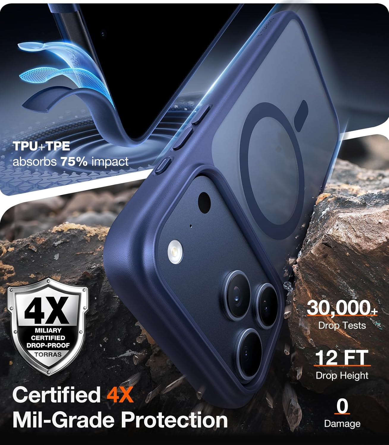 Θήκη Torras Guardian MagSafe Midnight Blue iPhone 17 Pro ΘΗΚΕΣ TORRAS Θήκη Torras Guardian MagSafe Midnight Blue iPhone 17 Pro - Image 4