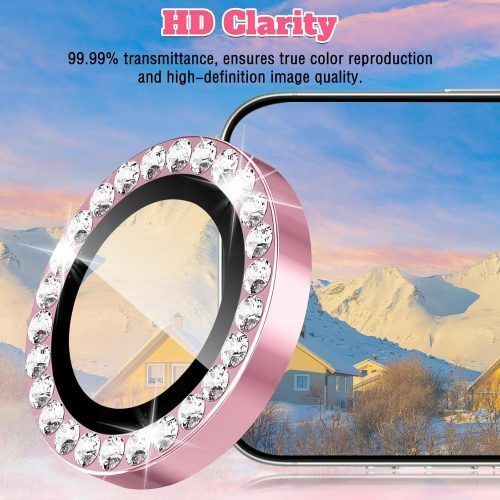Alternative view of Orso Lens Camera Tempered Glass Pink Diamonds iPhone 17 Pro/17 Pro Max