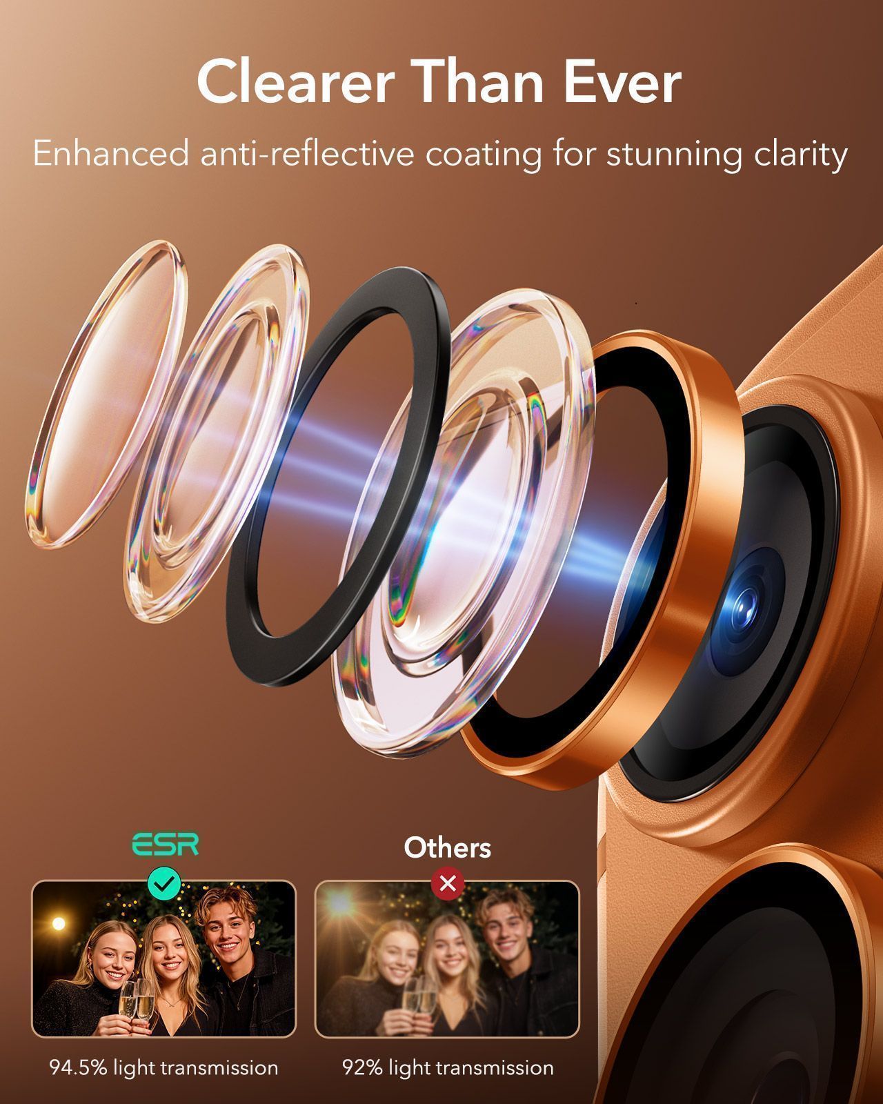 ESR Armorite Tempered Glass Camera Lens Orange iPhone 17 Pro/17 Pro Max ΠΡΟΣΤΑΣΙΑ ΟΘΟΝΗΣ ESR ESR Armorite Tempered Glass Camera Lens Orange iPhone 17 Pro/17 Pro Max - Image 3