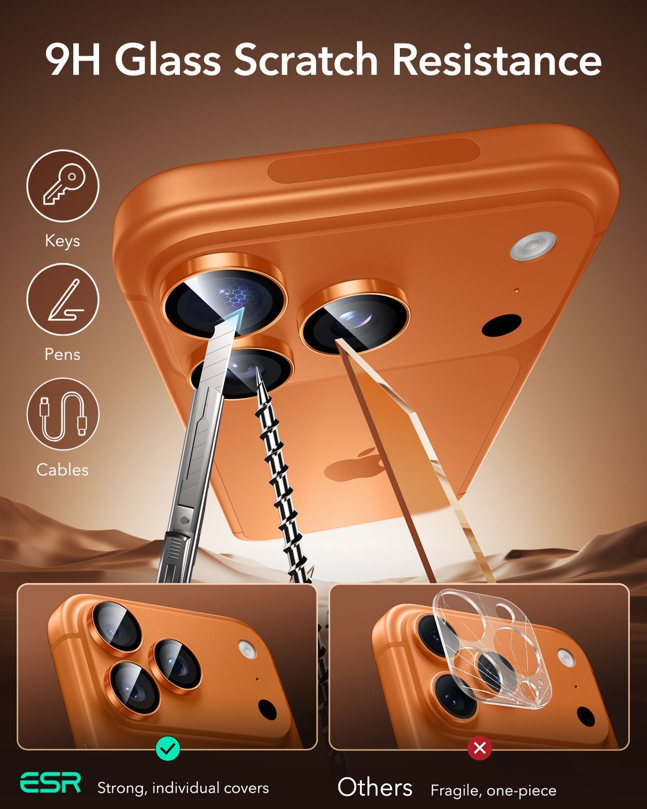 ESR Armorite Tempered Glass Camera Lens Orange iPhone 17 Pro/17 Pro Max ΠΡΟΣΤΑΣΙΑ ΟΘΟΝΗΣ ESR ESR Armorite Tempered Glass Camera Lens Orange iPhone 17 Pro/17 Pro Max - Image 5