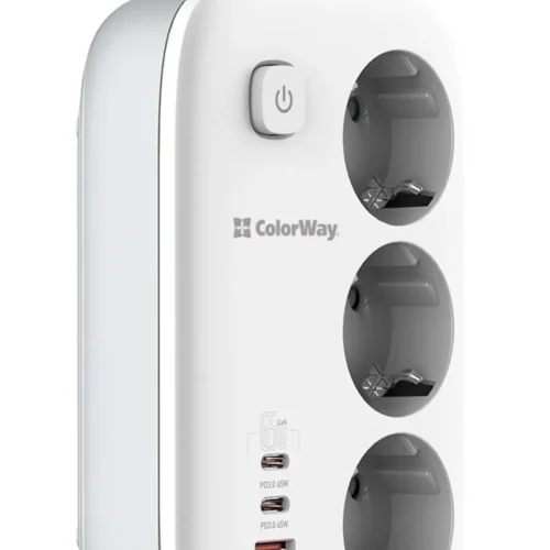 Alternative view of ColorWay Fast Charge 65W MultiSocket 220V 13A GaN3 Pro 2m White