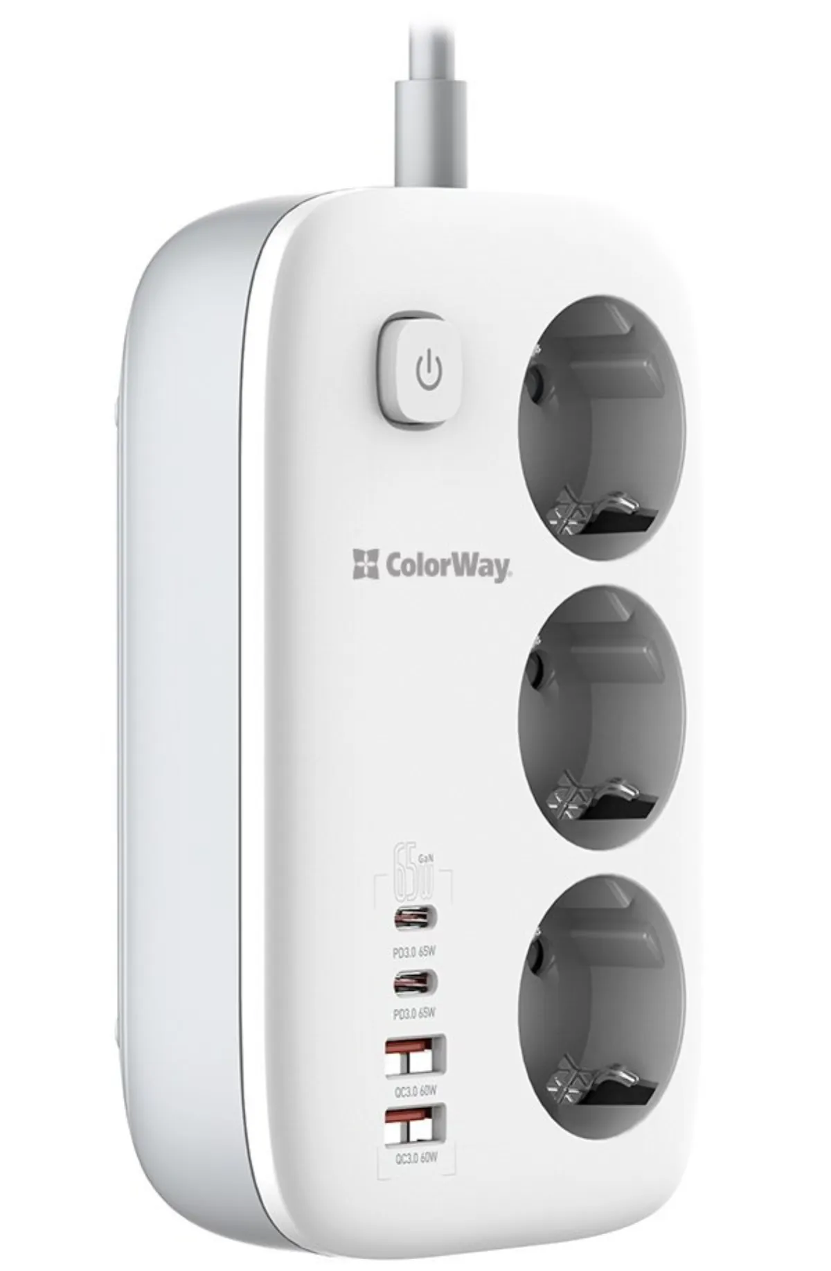 ColorWay Fast Charge 65W MultiSocket 220V 13A GaN3 Pro 2m White GADGETS ColorWay ColorWay Fast Charge 65W MultiSocket 220V 13A GaN3 Pro 2m White - Image 2