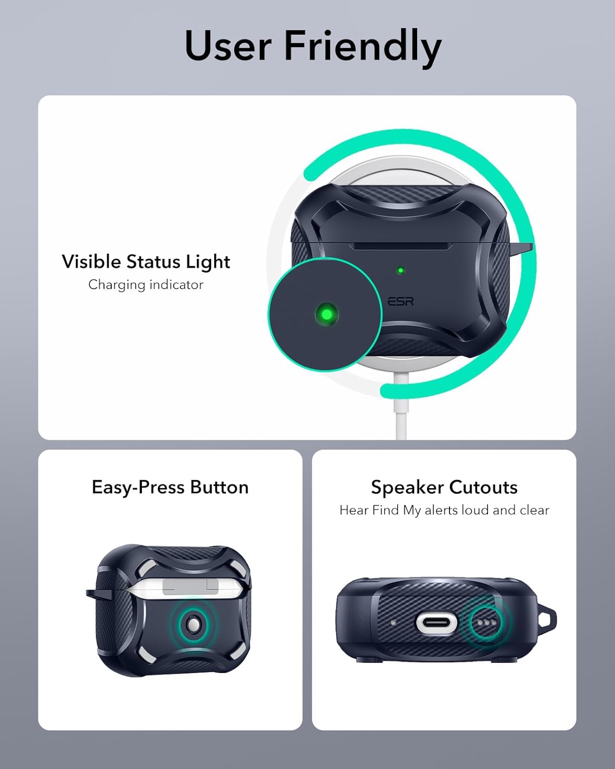 Θήκη ESR AirPods Pro 1/2 Cyber Armor Case Blue (Magsafe Compatible) APPLE AIRPODS ESR Θήκη ESR AirPods Pro 1/2 Cyber Armor Case Blue (Magsafe Compatible) - Image 3