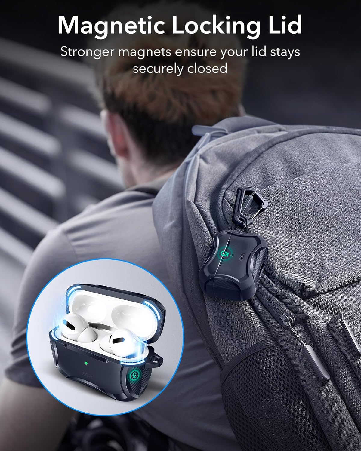 Θήκη ESR AirPods Pro 1/2 Cyber Armor Case Blue (Magsafe Compatible) APPLE AIRPODS ESR Θήκη ESR AirPods Pro 1/2 Cyber Armor Case Blue (Magsafe Compatible) - Image 5