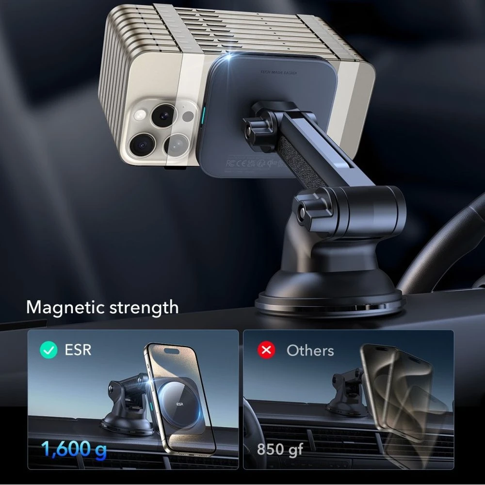 ESR Qi2 MagSafe Car Dashboard Charger Mount Black ΑΞΕΣΟΥΑΡ MAGSAFE ESR ESR Qi2 MagSafe Car Dashboard Charger Mount Black - Image 3