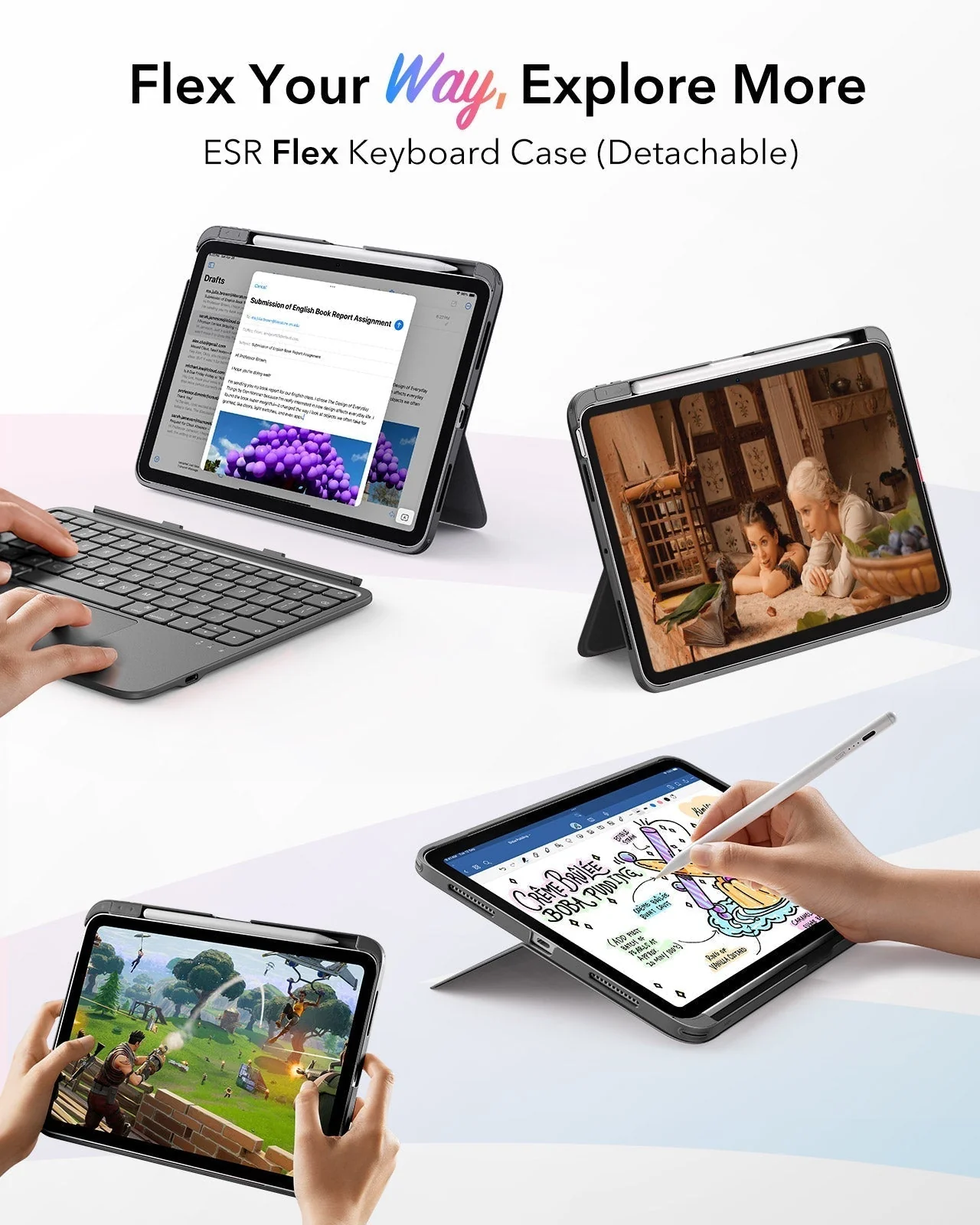 Θήκη ESR Flex Detachable Keyboard Dark Grey iPad Air 4/5/Air 11 ΘΗΚΕΣ ESR Θήκη ESR Flex Detachable Keyboard Dark Grey iPad Air 4/5/Air 11 - Image 5