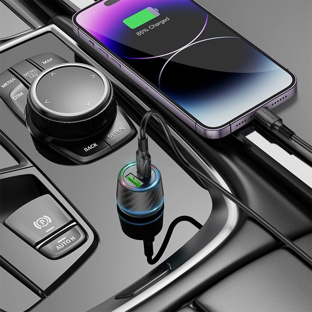 Borofone Brilliant Double Car Charger 1x USB QC 1x USB-C 48W Black (BZ21) ΑΞΕΣΟΥΑΡ Borofone Borofone Brilliant Double Car Charger 1x USB QC 1x USB-C 48W Black (BZ21) - Image 4