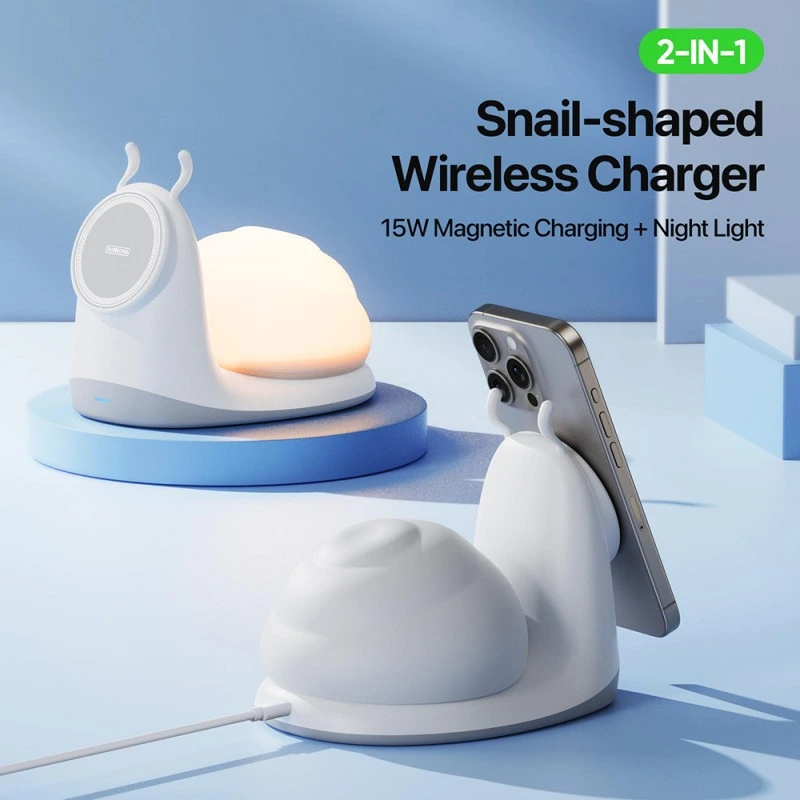 Duzzona 2in1 MagSafe Charging Station with Magnetic Detachable Night Light 15W White (W26) ΑΞΕΣΟΥΑΡ MAGSAFE Duzzona Duzzona 2in1 MagSafe Charging Station with Magnetic Detachable Night Light 15W White (W26) - Image 2