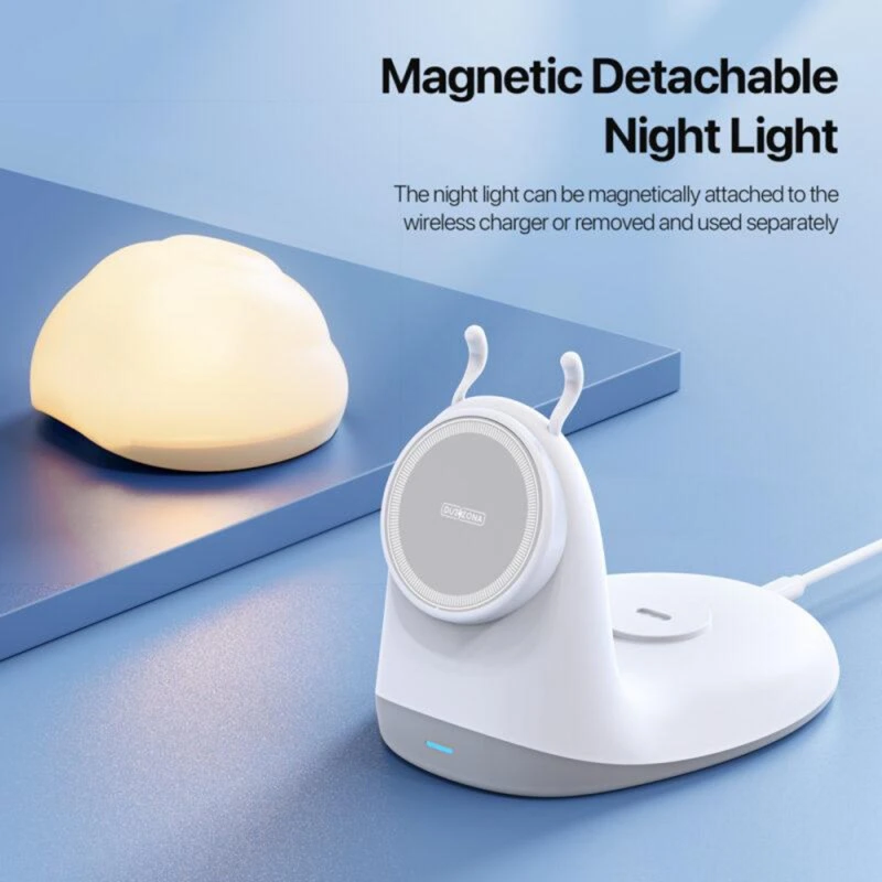 Duzzona 2in1 MagSafe Charging Station with Magnetic Detachable Night Light 15W White (W26) ΑΞΕΣΟΥΑΡ MAGSAFE Duzzona Duzzona 2in1 MagSafe Charging Station with Magnetic Detachable Night Light 15W White (W26) - Image 3