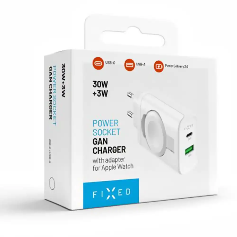 Fixed GaN MagFlip Charger 33W Apple Watch/USB‑C/USB‑A White APPLE WATCH Fixed Fixed GaN MagFlip Charger 33W Apple Watch/USB‑C/USB‑A White - Image 4