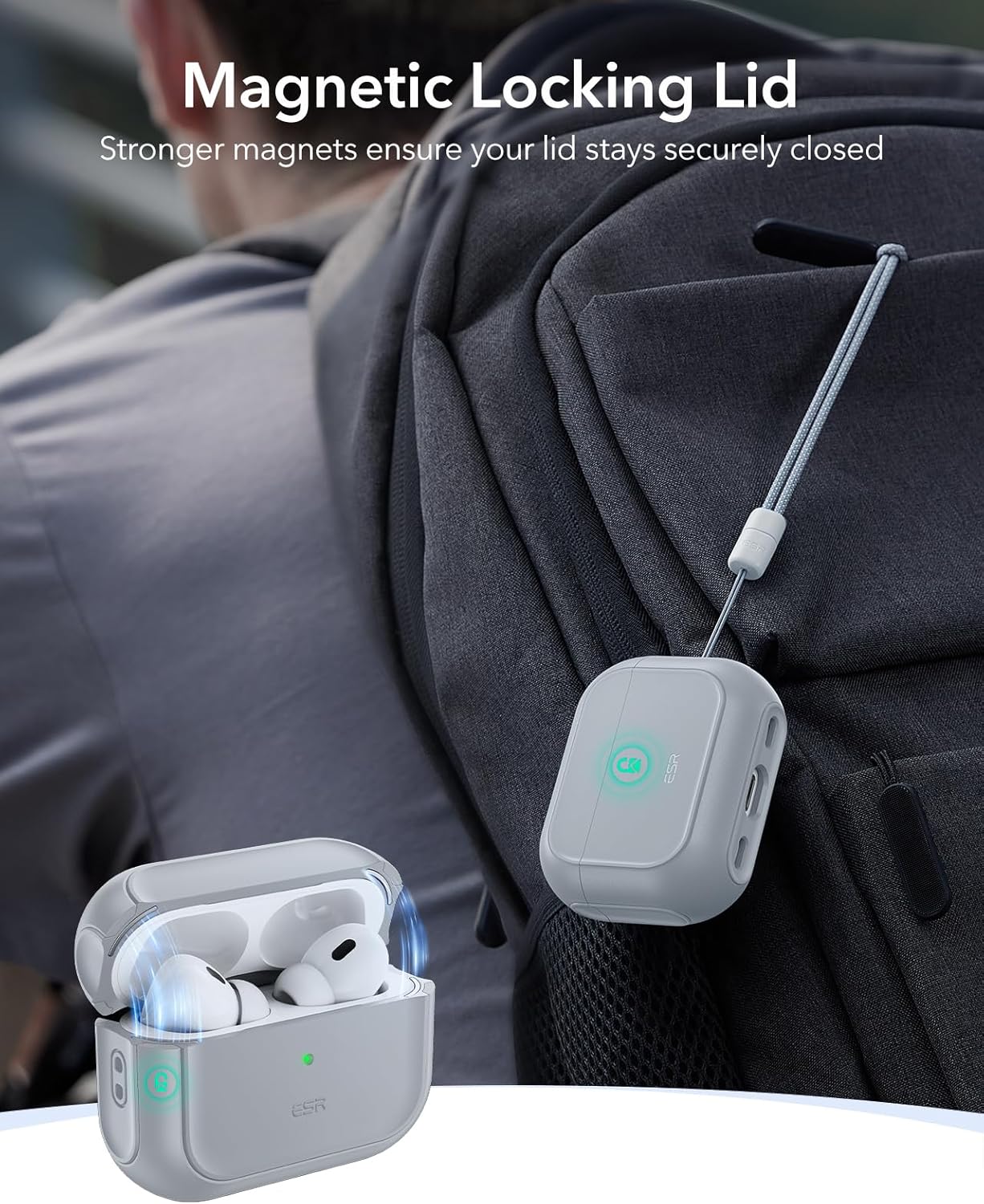 Θήκη ESR AirPods Pro 1/2 Orbit Hybrid Case Grey (MagSafe Compatible) APPLE AIRPODS ESR Θήκη ESR AirPods Pro 1/2 Orbit Hybrid Case Grey (MagSafe Compatible) - Image 2