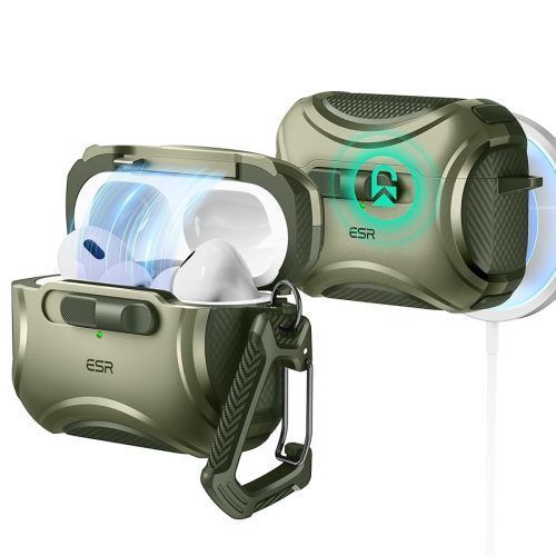 Θήκη ESR AirPods Pro 1/2 Cyber FlickLock Armor Army Green (Magsafe Compatible) APPLE AIRPODS ESR Θήκη ESR AirPods Pro 1/2 Cyber FlickLock Armor Army Green (Magsafe Compatible)