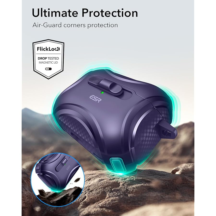 Θήκη ESR AirPods Pro 1/2 Cyber FlickLock Armor Purple (Magsafe Compatible) APPLE AIRPODS ESR Θήκη ESR AirPods Pro 1/2 Cyber FlickLock Armor Purple (Magsafe Compatible) - Image 4