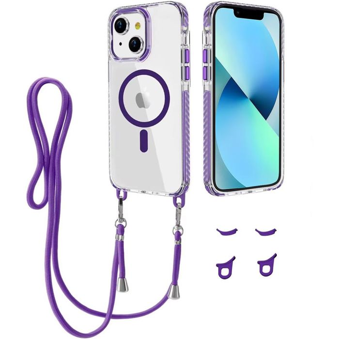 Θήκη Orso Detachable Lanyard Magsafe Clear Purple iPhone 13/14 ΘΗΚΕΣ Orso Θήκη Orso Detachable Lanyard Magsafe Clear Purple iPhone 13/14