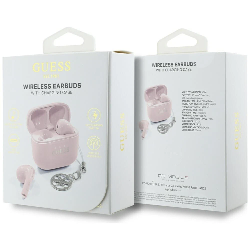 Guess Wireless Earbuds TWS Effect Printed Classic Logo & Charm Pink ΑΚΟΥΣΤΙΚΑ-BLUETOOTH Guess Guess Wireless Earbuds TWS Effect Printed Classic Logo & Charm Pink - Image 6