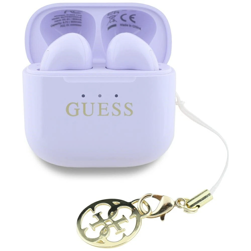 Guess Wireless Earbuds TWS Effect Printed Classic Logo & Charm Purple ΑΚΟΥΣΤΙΚΑ-BLUETOOTH Guess Guess Wireless Earbuds TWS Effect Printed Classic Logo & Charm Purple