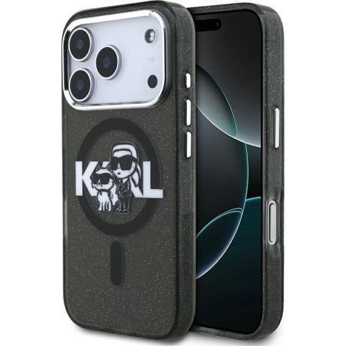 Θήκη Karl Lagerfeld IML Glitter Karl and Choupette MagSafe Black iPhone 17 Pro ΘΗΚΕΣ KARL LAGERFELD Θήκη Karl Lagerfeld IML Glitter Karl and Choupette MagSafe Black iPhone 17 Pro
