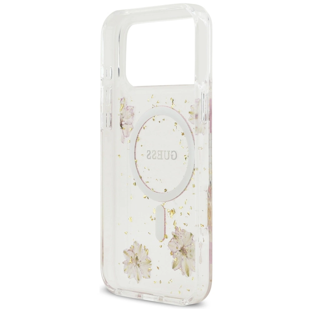 Θήκη Guess Resin Flowers Glitter Magsafe Clear Pink iPhone 17 Pro Max ΘΗΚΕΣ Guess Θήκη Guess Resin Flowers Glitter Magsafe Clear Pink iPhone 17 Pro Max - Image 7