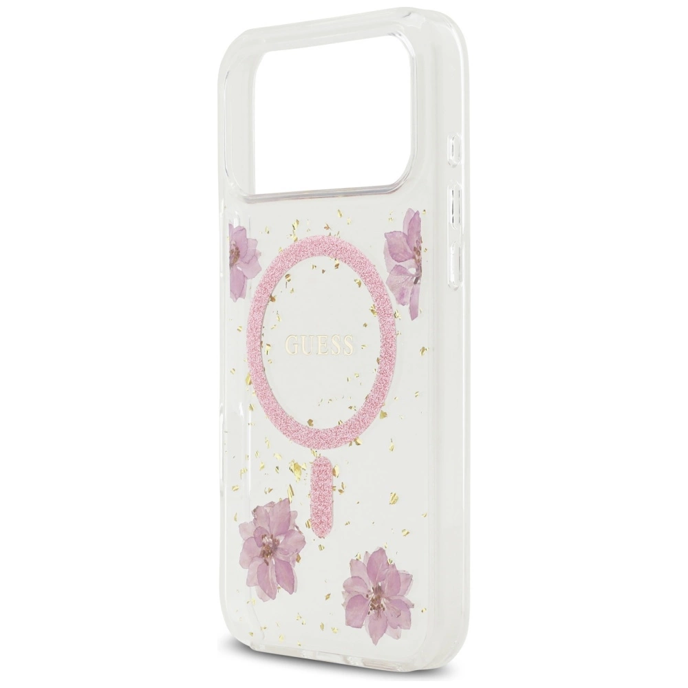 Θήκη Guess Resin Flowers Glitter Magsafe Clear Pink iPhone 17 Pro Max ΘΗΚΕΣ Guess Θήκη Guess Resin Flowers Glitter Magsafe Clear Pink iPhone 17 Pro Max - Image 6