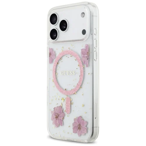 Alternative view of Θήκη Guess Resin Flowers Glitter Magsafe Clear Pink iPhone 17 Pro