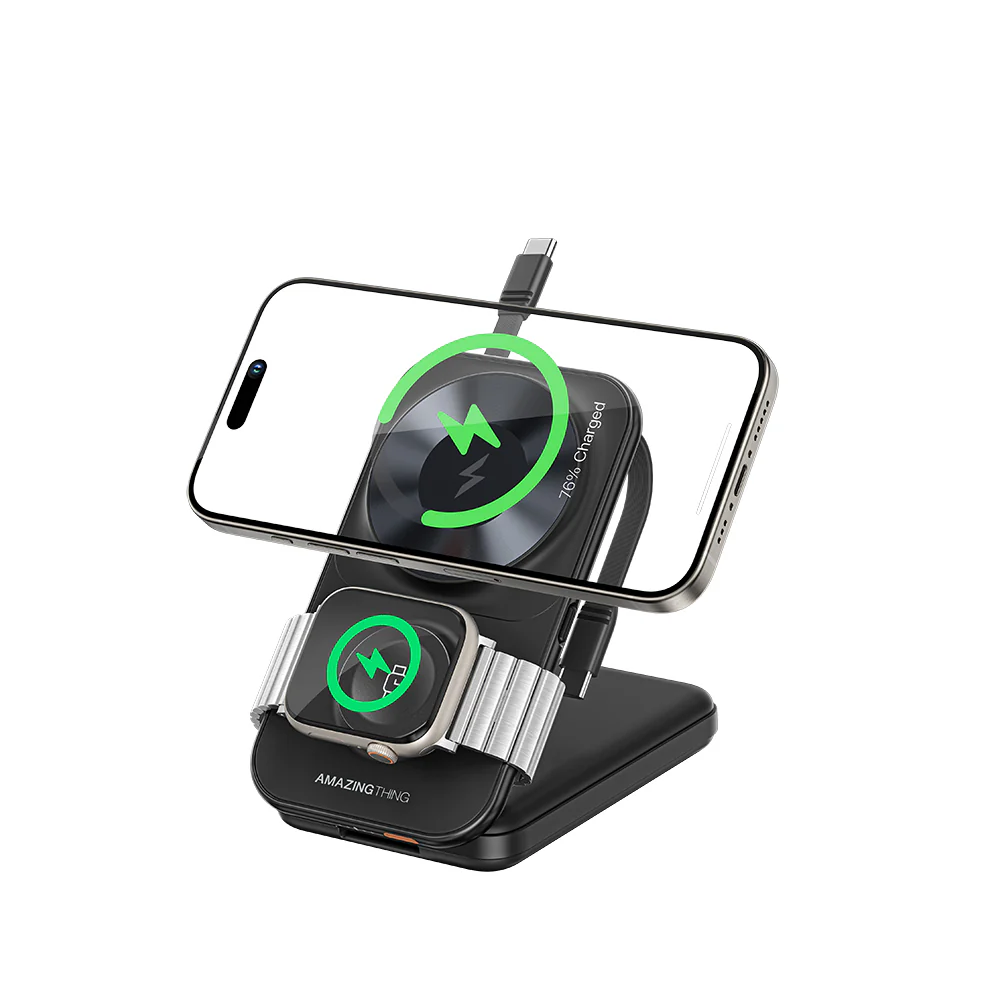 AmazingThing Explorer Go 6-in-1 PowerBank Station Stand 8000mAh Black POWERBANK MAGSAFE AmazingThing AmazingThing Explorer Go 6-in-1 PowerBank Station Stand 8000mAh Black