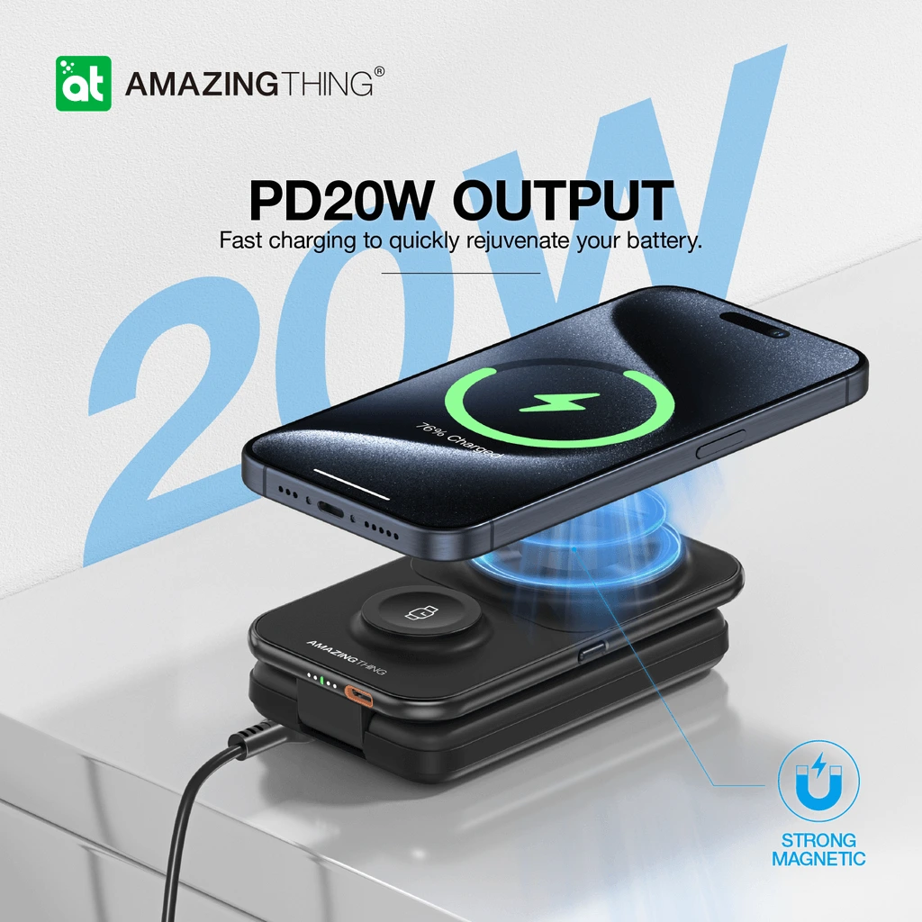 AmazingThing Explorer Go 6-in-1 PowerBank Station Stand 8000mAh Black POWERBANK MAGSAFE AmazingThing AmazingThing Explorer Go 6-in-1 PowerBank Station Stand 8000mAh Black - Image 4