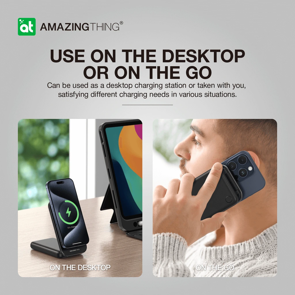 AmazingThing Explorer Go 6-in-1 PowerBank Station Stand 8000mAh Black POWERBANK MAGSAFE AmazingThing AmazingThing Explorer Go 6-in-1 PowerBank Station Stand 8000mAh Black - Image 5