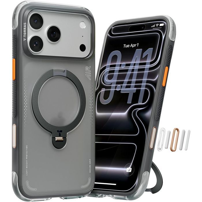 Θήκη Torras Ostand Spin Air MagSafe Kickstand Shadow Black iPhone 17 Pro ΘΗΚΕΣ TORRAS Θήκη Torras Ostand Spin Air MagSafe Kickstand Shadow Black iPhone 17 Pro