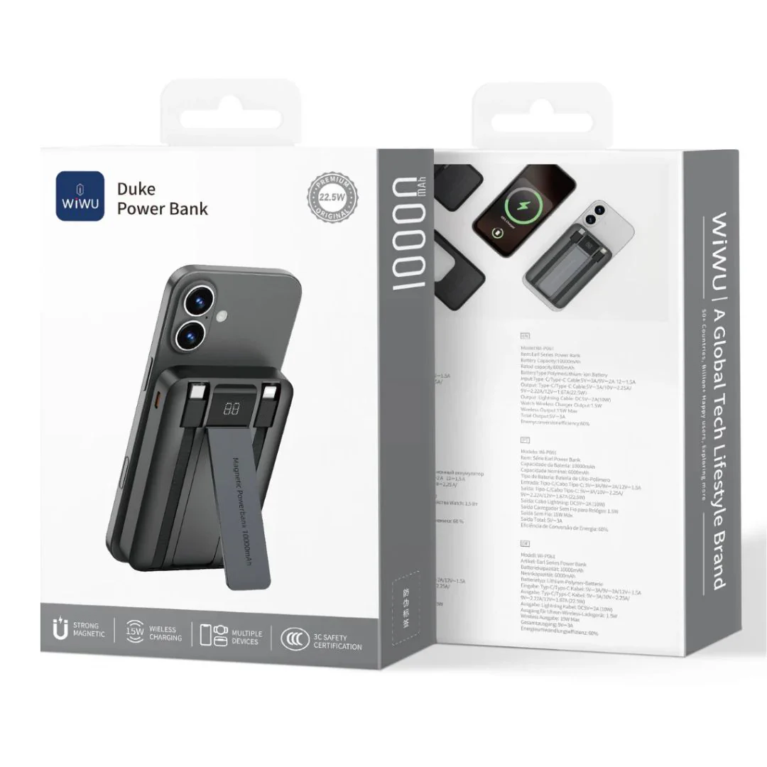 WiWU Magnetic MagSafe Duke Multi PowerBank Black 10000mAh (P061) POWERBANK MAGSAFE WIWU WiWU Magnetic MagSafe Duke Multi PowerBank Black 10000mAh (P061) - Image 5