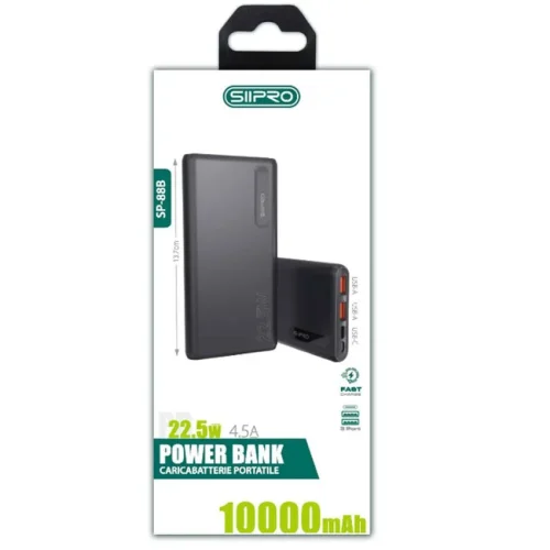 Alternative view of Siipro Slim PowerBank 10000mAh 22.5W Black (SP-88B)