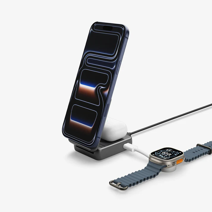 Spigen Essential Qi2.2 MagFit 2in1 Wireless Charger 25W Black (ACH10399) APPLE WATCH Spigen Spigen Essential Qi2.2 MagFit 2in1 Wireless Charger 25W Black (ACH10399)
