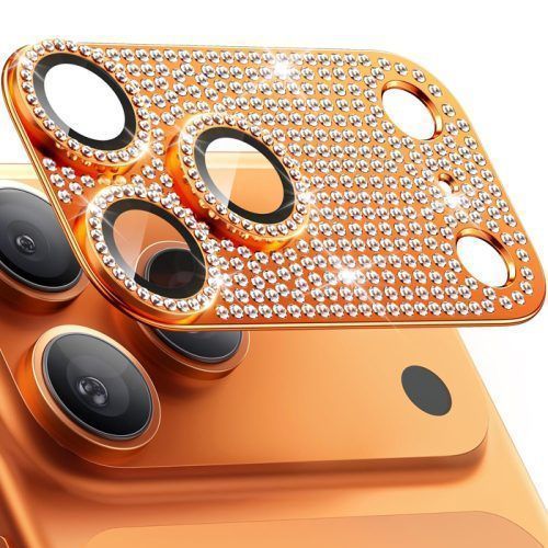 Orso Full Cover 9H Camera Protector Diamonds Orange iPhone 17 Pro Max