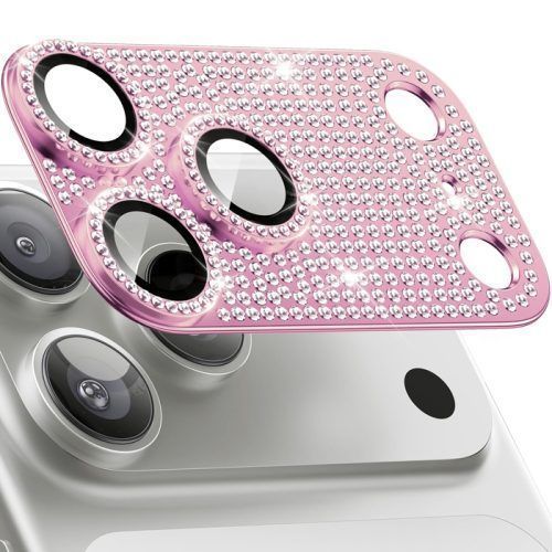 Orso Full Cover 9H Camera Protector Diamonds Rose Gold iPhone 17 Pro Max