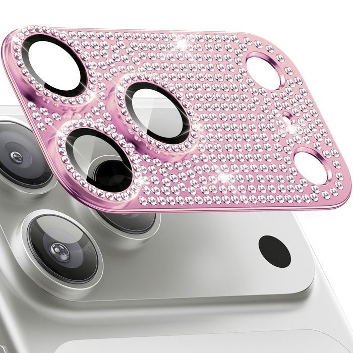 Orso Full Cover 9H Camera Protector Diamonds Rose Gold iPhone 17 Pro Max ΠΡΟΣΤΑΣΙΑ ΟΘΟΝΗΣ Orso Orso Full Cover 9H Camera Protector Diamonds Rose Gold iPhone 17 Pro Max