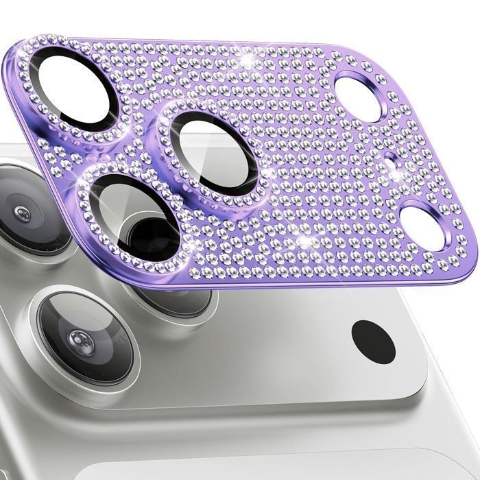 Orso Full Cover 9H Camera Protector Diamonds Violet iPhone 17 Pro Max ΠΡΟΣΤΑΣΙΑ ΟΘΟΝΗΣ Orso Orso Full Cover 9H Camera Protector Diamonds Violet iPhone 17 Pro Max